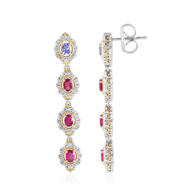 Boucles d'oreilles en argent et Rubis de Tanzanie (Gems en Vogue)