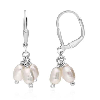 Boucles d'oreilles en argent et Perle blanche de culture d'eau douce