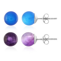 Boucles d'oreilles en argent et Onyx bleu