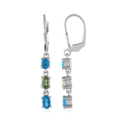 Boucles d'oreilles en argent et Apatite bleu néon