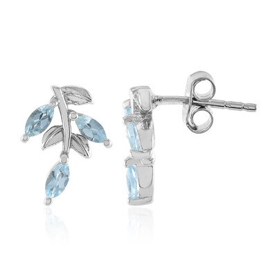 Boucles d'oreilles en argent et Topaze bleu ciel