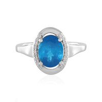 Bague en argent et Apatite bleu néon