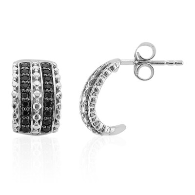 Boucles d'oreilles en argent et Spinelle noir