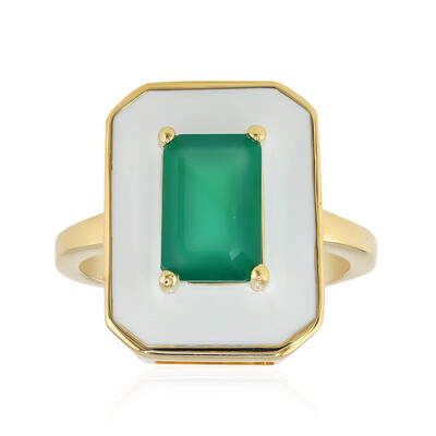 Bague en argent et Agate verte