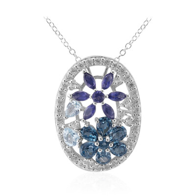 Collier en argent et Topaze bleu de Londres