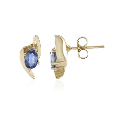 Boucles d'oreilles en or et Saphir bleu de Ceylan