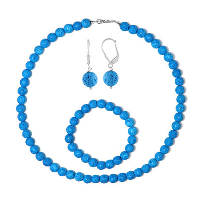 Parure en argent et Lave bleue