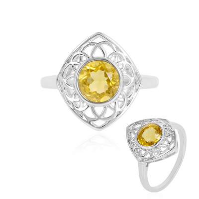 Bague en argent et Fluorite jaune