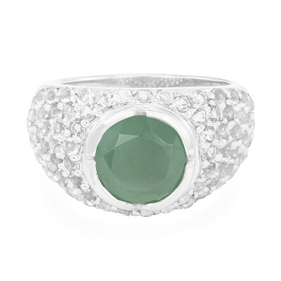 Bague en argent et Calcédoine verte