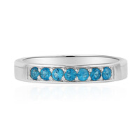 Bague en argent et Apatite bleu néon