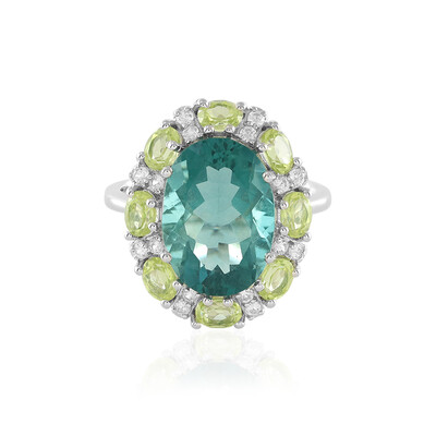 Bague en argent et Fluorite bleu pétrole