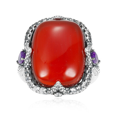 Bague en argent et Agate rouge