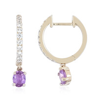 Boucles d'oreilles en or et Saphir pourpre de Ceylan