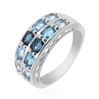 Bague en argent et Topaze bleu Suisse