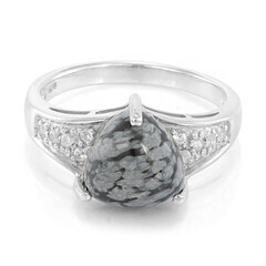 Bague pour homme en argent et Obsidienne Flocon-de-Neige