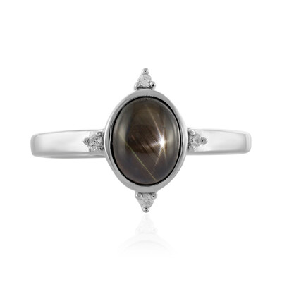 Bague en argent et Saphir étoilé noir