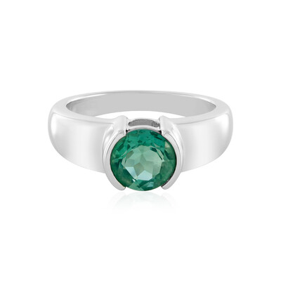 Bague en argent et Fluorite bleu pétrole de Belgique