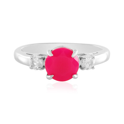 Bague en argent et Calcedoine framboise