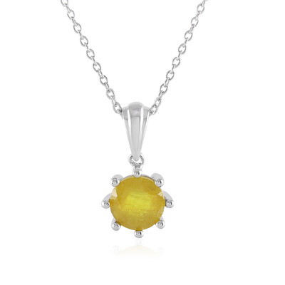 Collier en argent et Saphir jaune de Madagascar