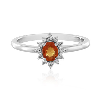 Bague en argent et Saphir Padparadscha