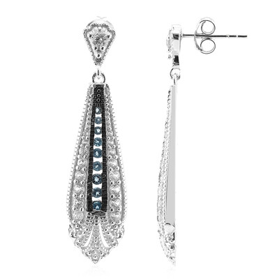 Boucles d'oreilles en argent et Topaze bleu de Londres