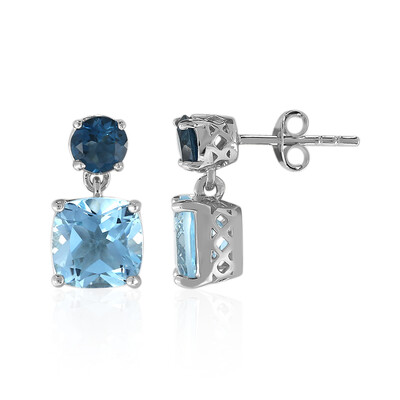 Boucles d'oreilles en argent et Topaze bleu ciel