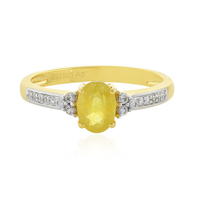 Bague en argent et Saphir jaune de Madagascar