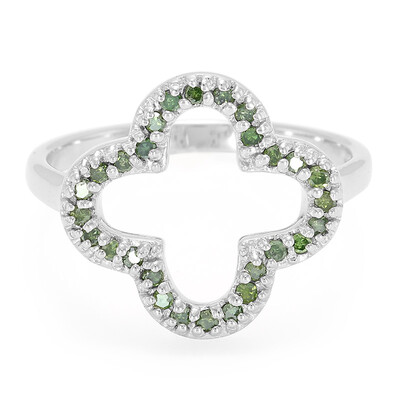 Bague en argent et Diamant vert forêt