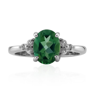 Bague en argent et Topaze vert papillon