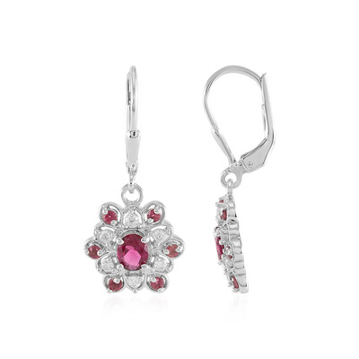 Boucles d'oreilles en argent et Rubellite