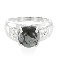 Bague pour homme en argent et Obsidienne Flocon-de-Neige