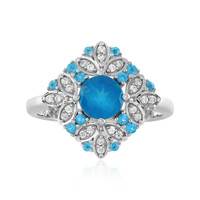 Bague en argent et Apatite bleu néon