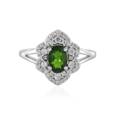 Bague en argent et Diopside de Russie