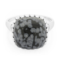 Bague en argent et Obsidienne Flocon-de-Neige