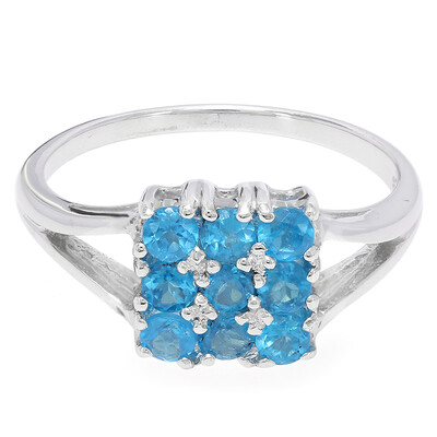 Bague en argent et Apatite bleu néon