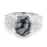 Bague pour homme en argent et Obsidienne Flocon-de-Neige