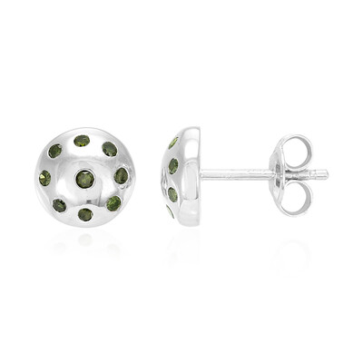 Boucles d'oreilles en argent et Diamant vert émeraude