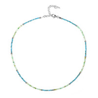 Collier en argent et Apatite bleu néon