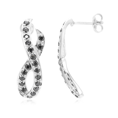 Boucles d'oreilles en argent et Spinelle noir