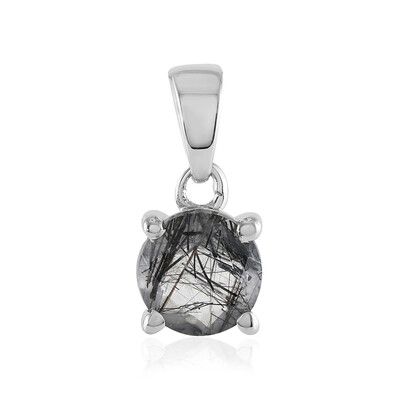 Pendentif en argent et Quartz rutile noir