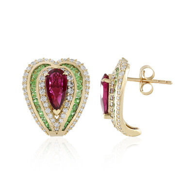 Boucles d'oreilles en or et Rubellite AAA du Brésil (de Melo)