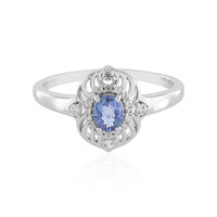 Bague en argent et Saphir bleu de Ceylan