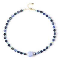 Collier en argent et Agate zonée bleue