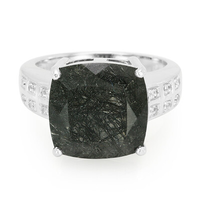 Bague en argent et Quartz rutile noir