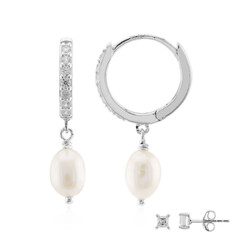 Boucles d'oreilles en argent et Perle blanche de culture d'eau douce