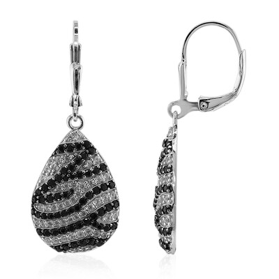 Boucles d'oreilles en argent et Spinelle noir