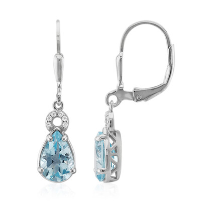 Boucles d'oreilles en argent et Topaze bleu ciel