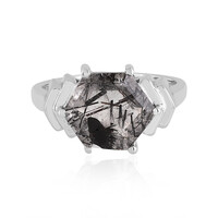 Bague en argent et Quartz rutile noir