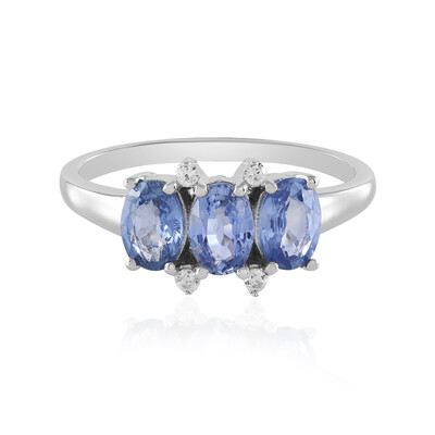 Bague en argent et Saphir bleu de Ceylan non chauffé