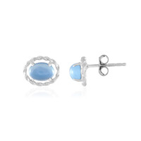 Boucles d'oreilles en argent et Calcédoine bleue